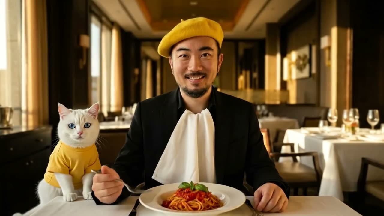 Edit: bring the cat next to the man