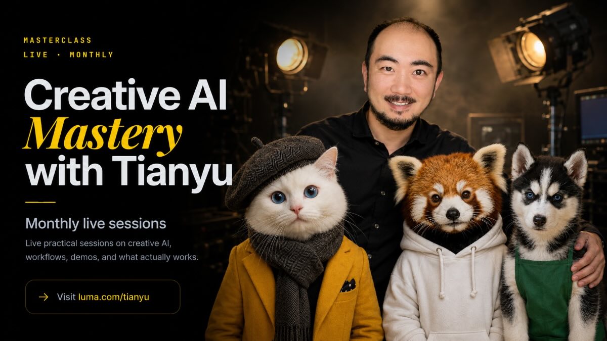 Creative AI Mastery with Tianyu — live monthly masterclass on Luma